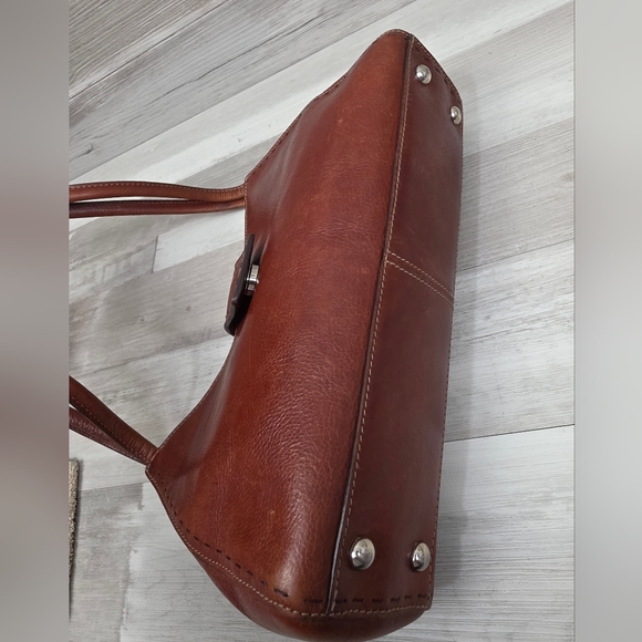 Vintage FOSSIL Red Brown Leather Shoulder Bag ZB9094 - Picture 6 of 16